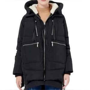 7 for All Mankind Shearling Thermal Subarctic Puffer Jacket in Black Women’s M